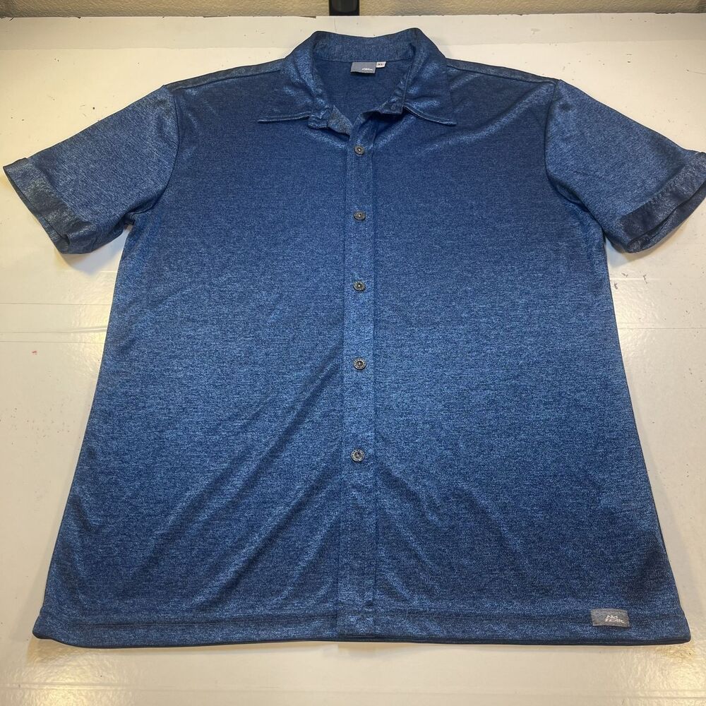 Y2K 90S NO FEAR Shiny Blue Short Sleeve SHIRT Sz Mens XL Retro Cali Skater